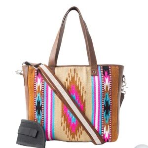 Myra Bag Ladies Pueblo Visions Concealed Carry Brown Crossbody Tote Bag S-11849